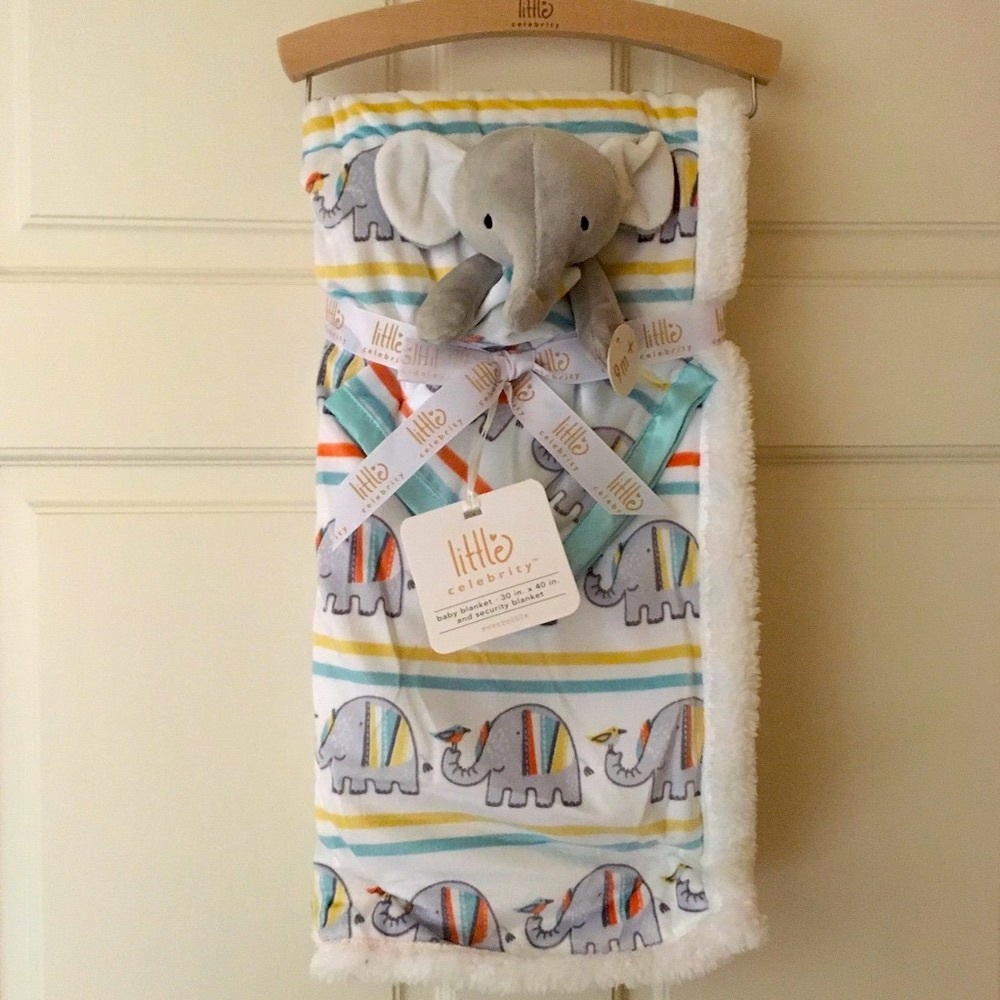 NEW Gift Set Baby Blanket Cozy & Elephant Lovey 9M+ | Little Celebrity